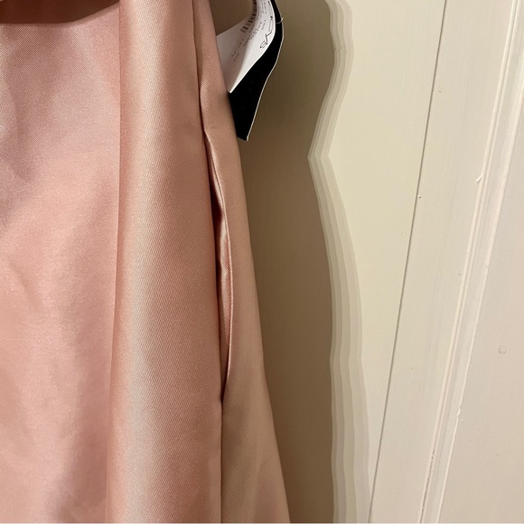 Alfred Sung Draped One-Shoulder Satin Maxi‎ Dress Pockets Toasted Sugar 4 AS IS - Picture 6 of 16